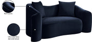 Destin 70" Velvet Upholstered Upholstered Loveseat in Blue - 44052Navy-L