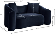 Destin 70" Velvet Upholstered Upholstered Loveseat in Blue - 44052Navy-L
