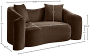 Destin 70" Velvet Upholstered Upholstered Loveseat in Brown - 44052Brown-L