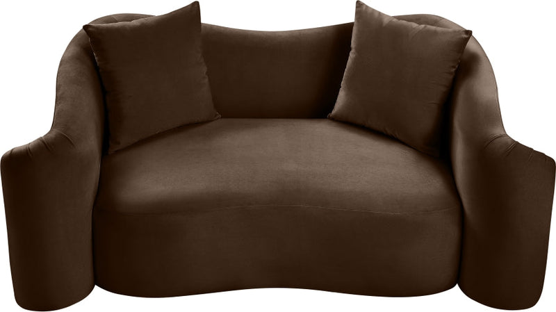 Destin 70" Velvet Upholstered Upholstered Loveseat in Brown - 44052Brown-L