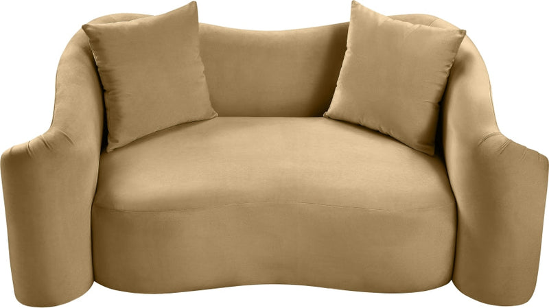 Destin 70" Velvet Upholstered Upholstered Loveseat in Camel - 44052Camel-L
