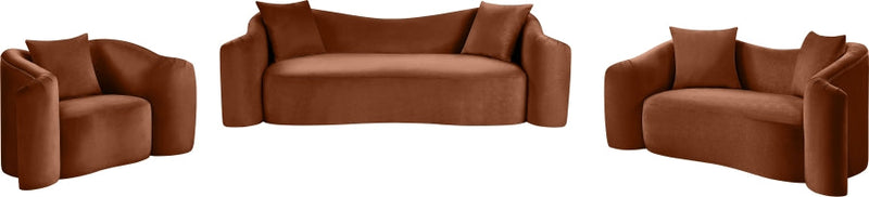 Destin 70" Velvet Upholstered Upholstered Loveseat in Cognac - 44052Cognac-L
