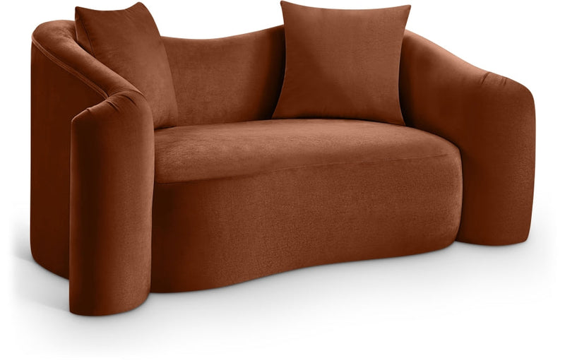 Destin 70" Velvet Upholstered Upholstered Loveseat in Cognac - 44052Cognac-L