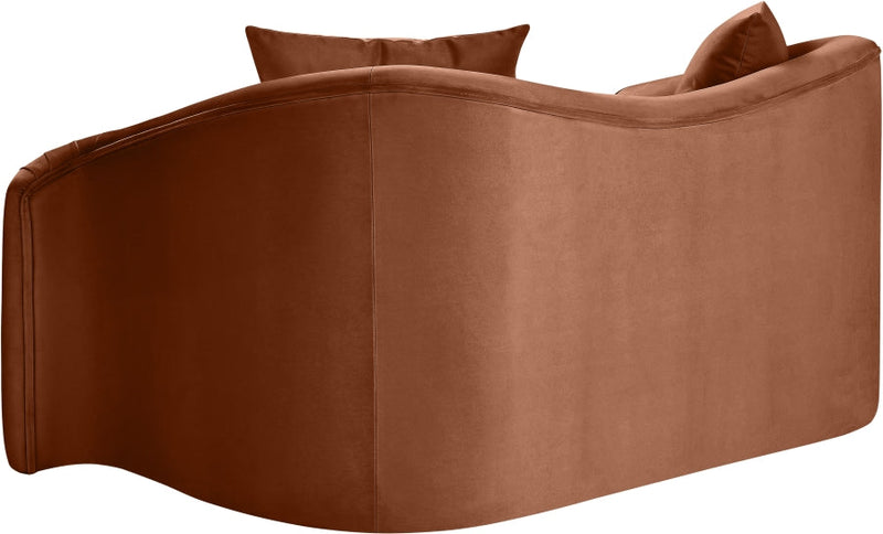 Destin 70" Velvet Upholstered Upholstered Loveseat in Cognac - 44052Cognac-L