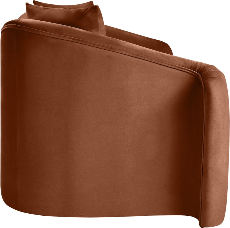 Destin 70" Velvet Upholstered Upholstered Loveseat in Cognac - 44052Cognac-L