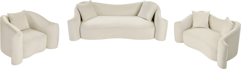 Destin 70" Velvet Upholstered Upholstered Loveseat in Cream - 44052Cream-L