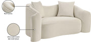 Destin 70" Velvet Upholstered Upholstered Loveseat in Cream - 44052Cream-L