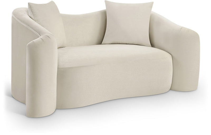 Destin 70" Velvet Upholstered Upholstered Loveseat in Cream - 44052Cream-L