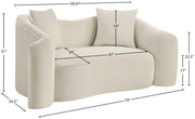 Destin 70" Velvet Upholstered Upholstered Loveseat in Cream - 44052Cream-L