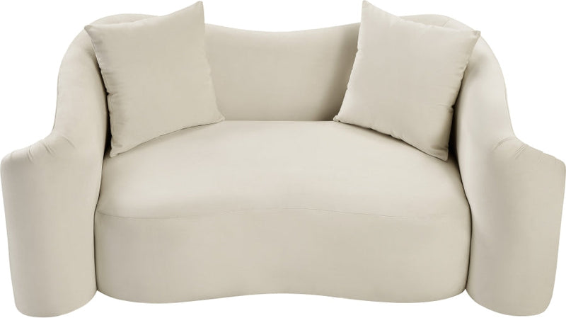 Destin 70" Velvet Upholstered Upholstered Loveseat in Cream - 44052Cream-L