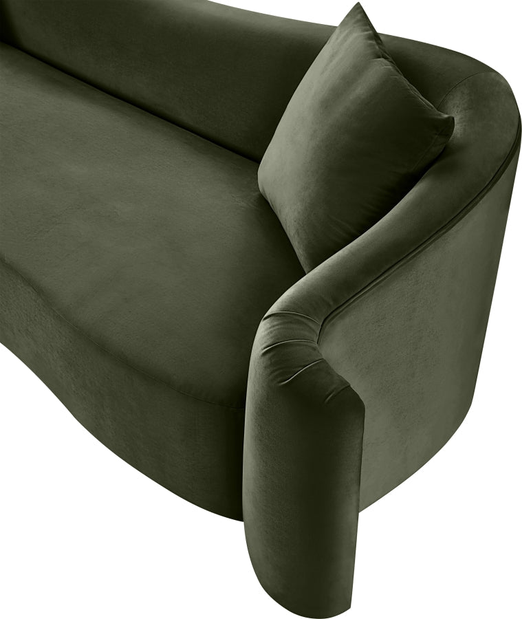 Destin 70" Velvet Upholstered Upholstered Loveseat in Green - 44052Green-L