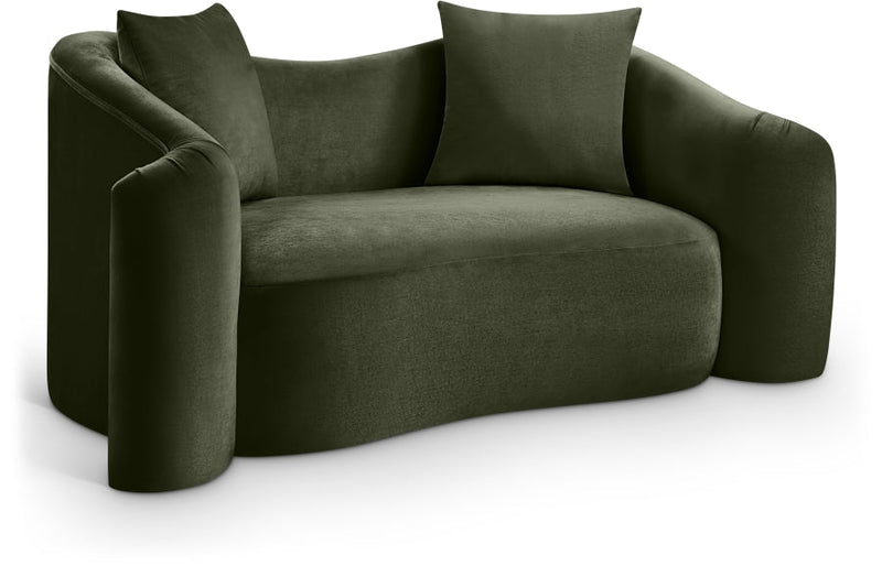 Destin 70" Velvet Upholstered Upholstered Loveseat in Green - 44052Green-L