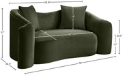 Destin 70" Velvet Upholstered Upholstered Loveseat in Green - 44052Green-L