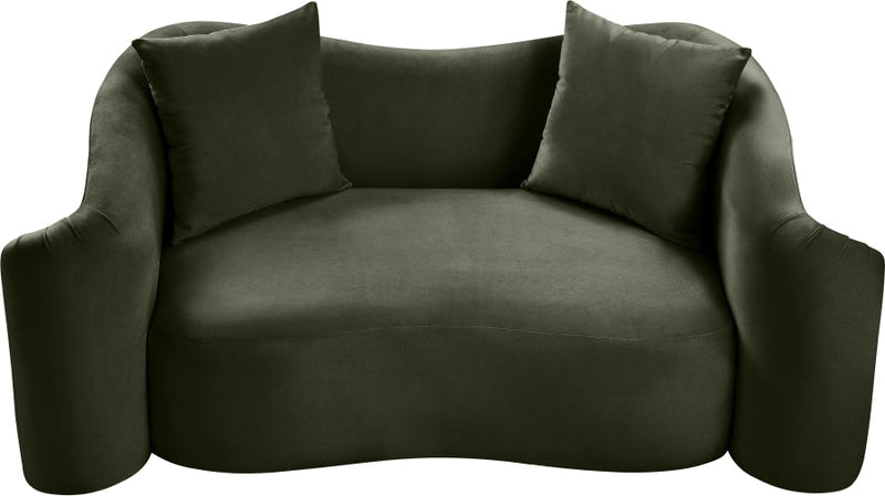 Destin 70" Velvet Upholstered Upholstered Loveseat in Green - 44052Green-L