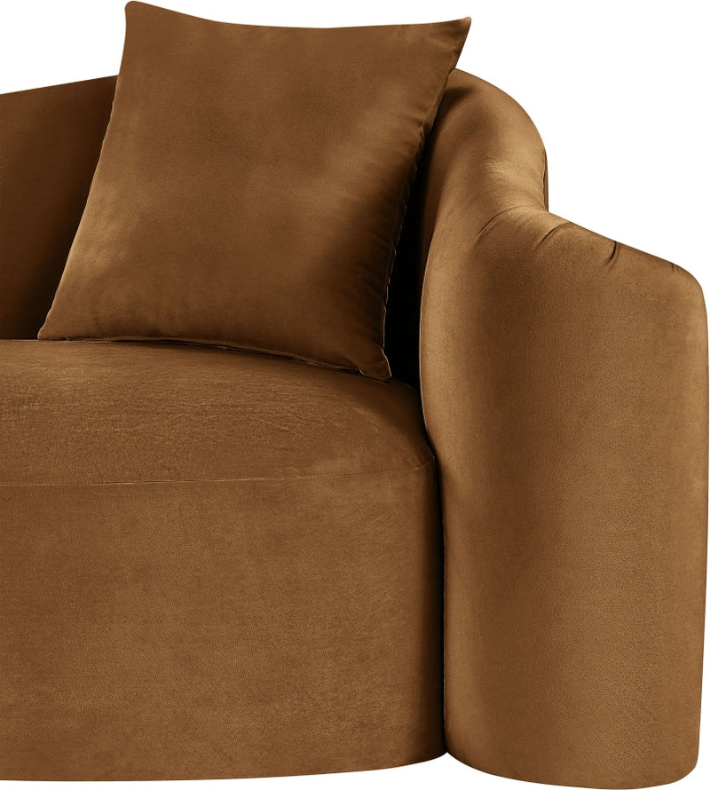 Destin 70" Velvet Upholstered Upholstered Loveseat in Saddle - 44052Saddle-L