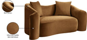 Destin 70" Velvet Upholstered Upholstered Loveseat in Saddle - 44052Saddle-L