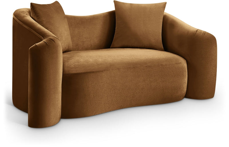Destin 70" Velvet Upholstered Upholstered Loveseat in Saddle - 44052Saddle-L
