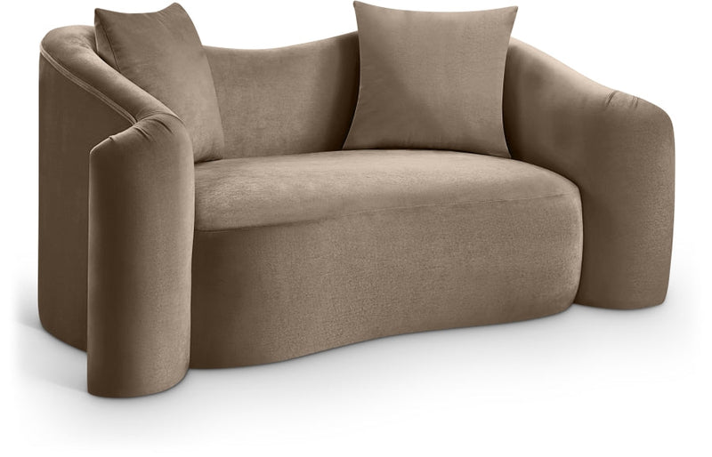Destin 70" Velvet Upholstered Upholstered Loveseat in Taupe - 44052Taupe-L