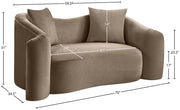 Destin 70" Velvet Upholstered Upholstered Loveseat in Taupe - 44052Taupe-L