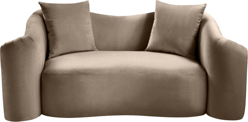 Destin 70" Velvet Upholstered Upholstered Loveseat in Taupe - 44052Taupe-L