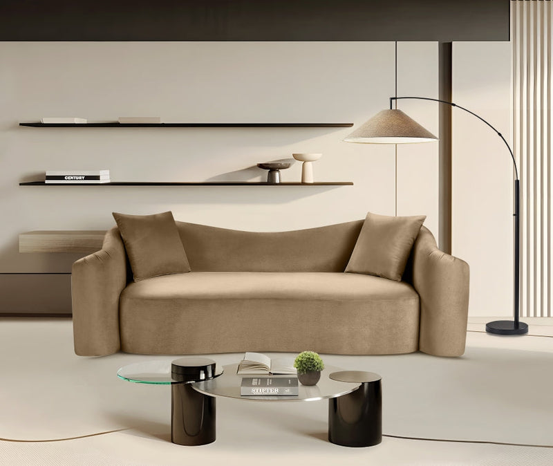 Destin 91" Velvet Upholstered Upholstered Sofa in Beige - 44052Beige-S