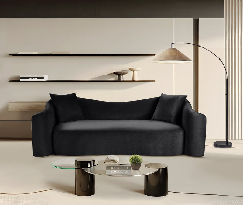 Destin 91" Velvet Upholstered Upholstered Sofa in Black - 44052Black-S