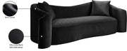 Destin 91" Velvet Upholstered Upholstered Sofa in Black - 44052Black-S