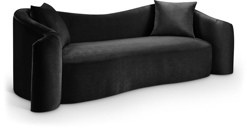 Destin 91" Velvet Upholstered Upholstered Sofa in Black - 44052Black-S