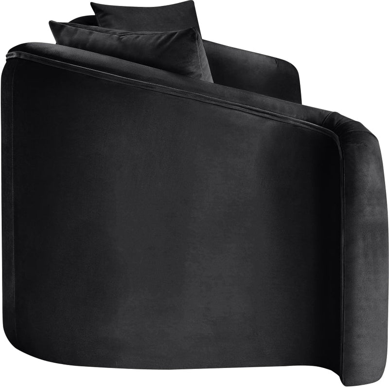 Destin 91" Velvet Upholstered Upholstered Sofa in Black - 44052Black-S
