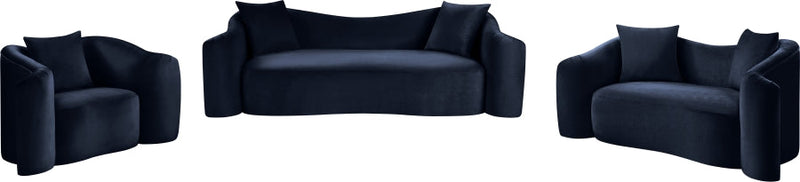 Destin 91" Velvet Upholstered Upholstered Sofa in Blue - 44052Navy-S