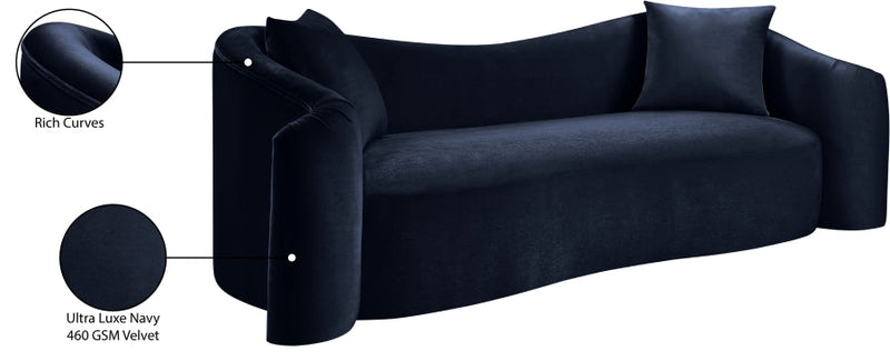 Destin 91" Velvet Upholstered Upholstered Sofa in Blue - 44052Navy-S