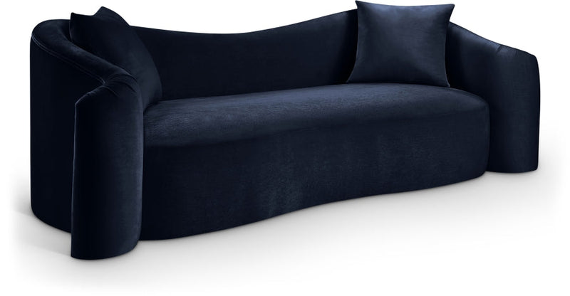 Destin 91" Velvet Upholstered Upholstered Sofa in Blue - 44052Navy-S
