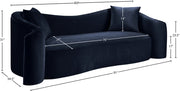 Destin 91" Velvet Upholstered Upholstered Sofa in Blue - 44052Navy-S