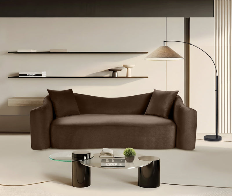Destin 91" Velvet Upholstered Upholstered Sofa in Brown - 44052Brown-S