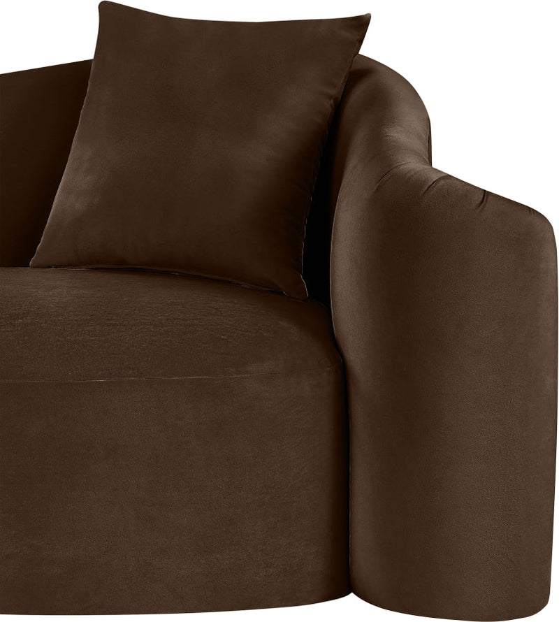 Destin 91" Velvet Upholstered Upholstered Sofa in Brown - 44052Brown-S