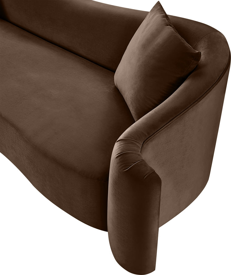 Destin 91" Velvet Upholstered Upholstered Sofa in Brown - 44052Brown-S