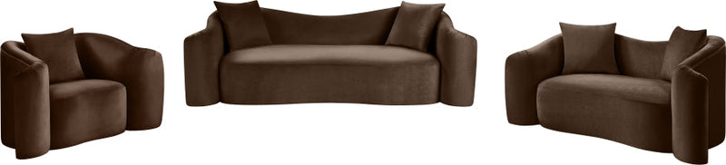 Destin 91" Velvet Upholstered Upholstered Sofa in Brown - 44052Brown-S