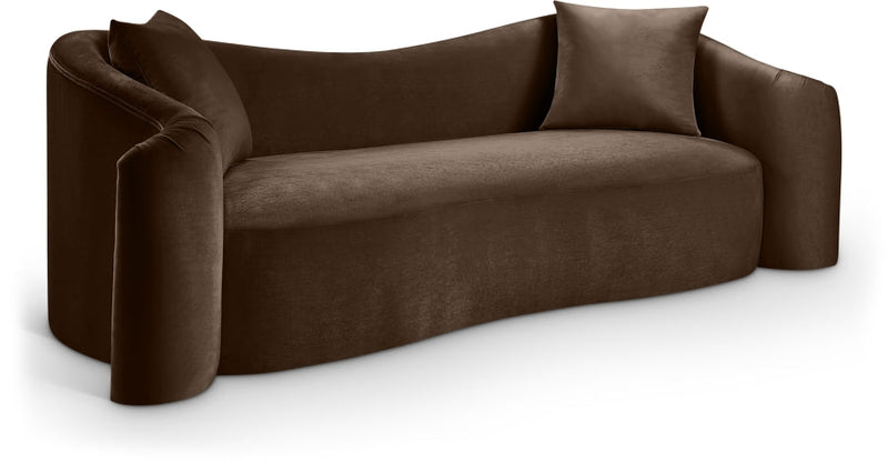 Destin 91" Velvet Upholstered Upholstered Sofa in Brown - 44052Brown-S
