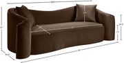 Destin 91" Velvet Upholstered Upholstered Sofa in Brown - 44052Brown-S