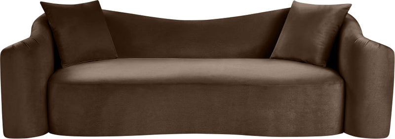 Destin 91" Velvet Upholstered Upholstered Sofa in Brown - 44052Brown-S