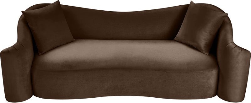 Destin 91" Velvet Upholstered Upholstered Sofa in Brown - 44052Brown-S