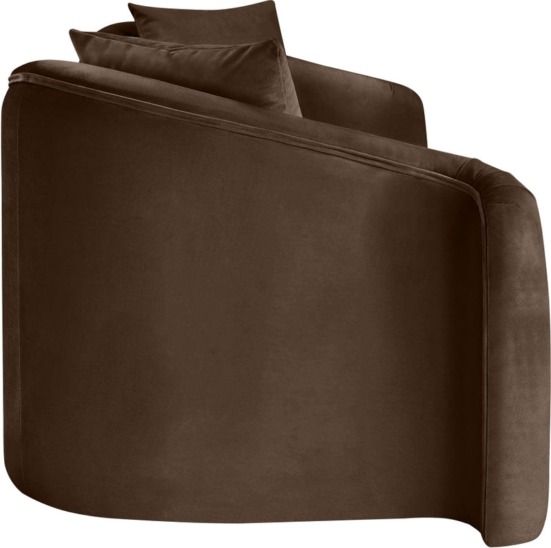 Destin 91" Velvet Upholstered Upholstered Sofa in Brown - 44052Brown-S