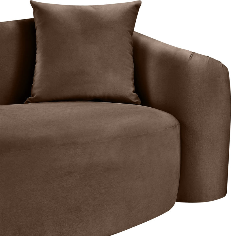 Destin 91" Velvet Upholstered Upholstered Sofa in Brown - 44052Brown-S