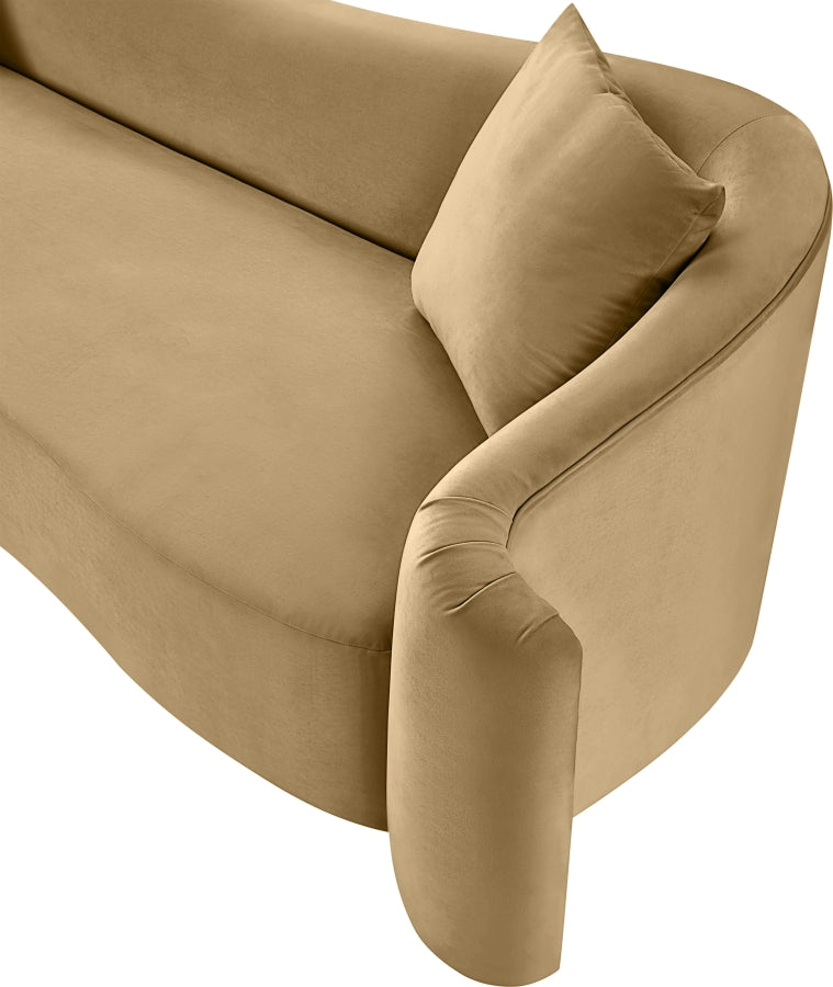 Destin 91" Velvet Upholstered Upholstered Sofa in Camel - 44052Camel-S