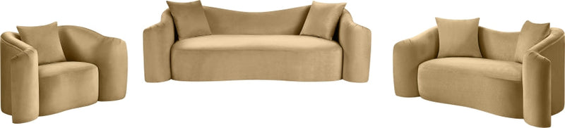 Destin 91" Velvet Upholstered Upholstered Sofa in Camel - 44052Camel-S
