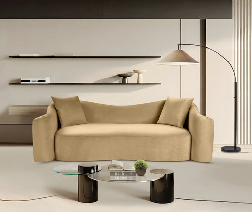 Destin 91" Velvet Upholstered Upholstered Sofa in Camel - 44052Camel-S