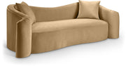 Destin 91" Velvet Upholstered Upholstered Sofa in Camel - 44052Camel-S