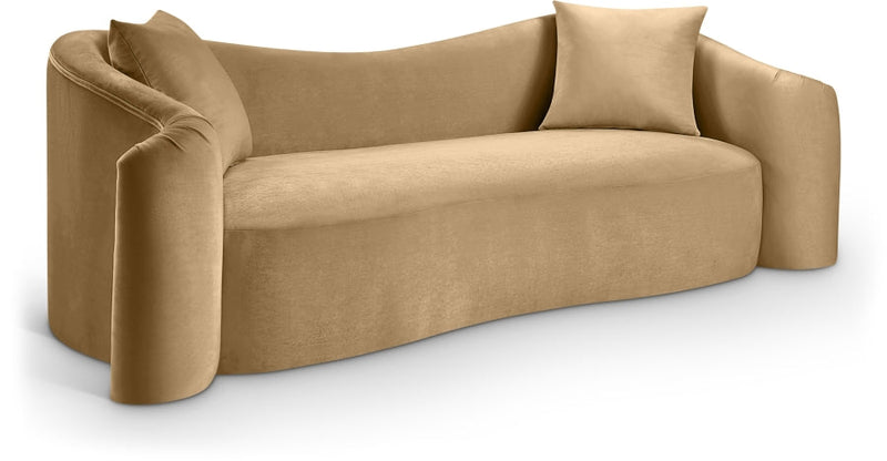 Destin 91" Velvet Upholstered Upholstered Sofa in Camel - 44052Camel-S