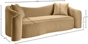 Destin 91" Velvet Upholstered Upholstered Sofa in Camel - 44052Camel-S