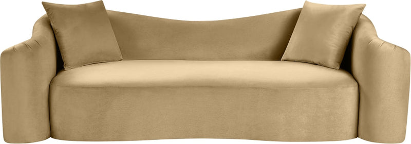 Destin 91" Velvet Upholstered Upholstered Sofa in Camel - 44052Camel-S